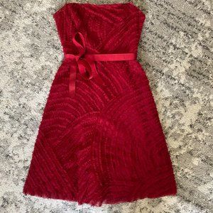 BCBGMaxAzria Strapless Textured Ruby Dress
